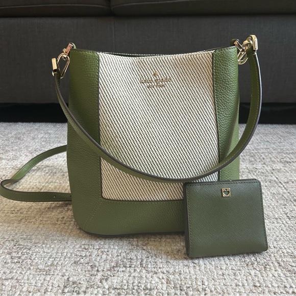 kate spade Handbags - kate spade Olive Green and Cream Leather Shoulder Bag with Matching Wallet